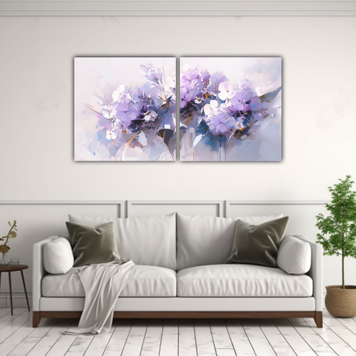 GENERICO - Pinturas De Flores En Lienzo Morado Y Blanco Para 120x60 Cm