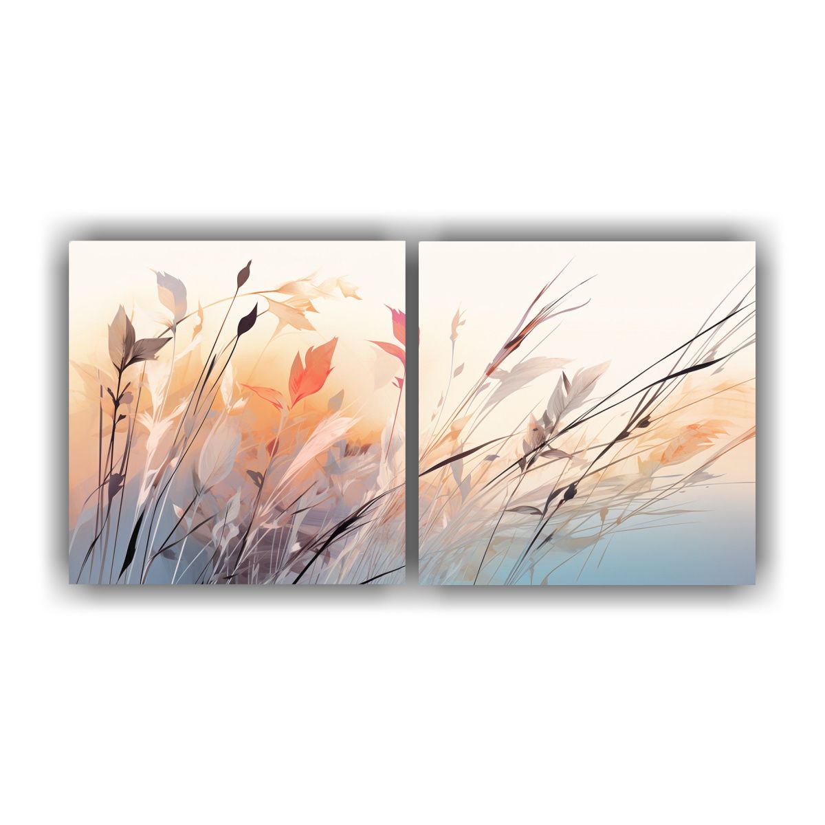 GENERICO - Dos Artes De Pared Movimiento Multicolor Hierba 140x70 Cm