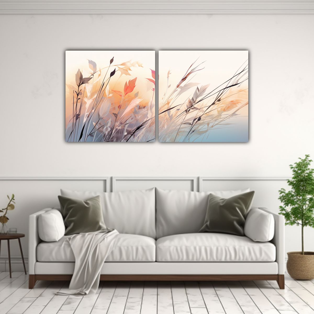 GENERICO - Dos Artes De Pared Movimiento Multicolor Hierba 140x70 Cm