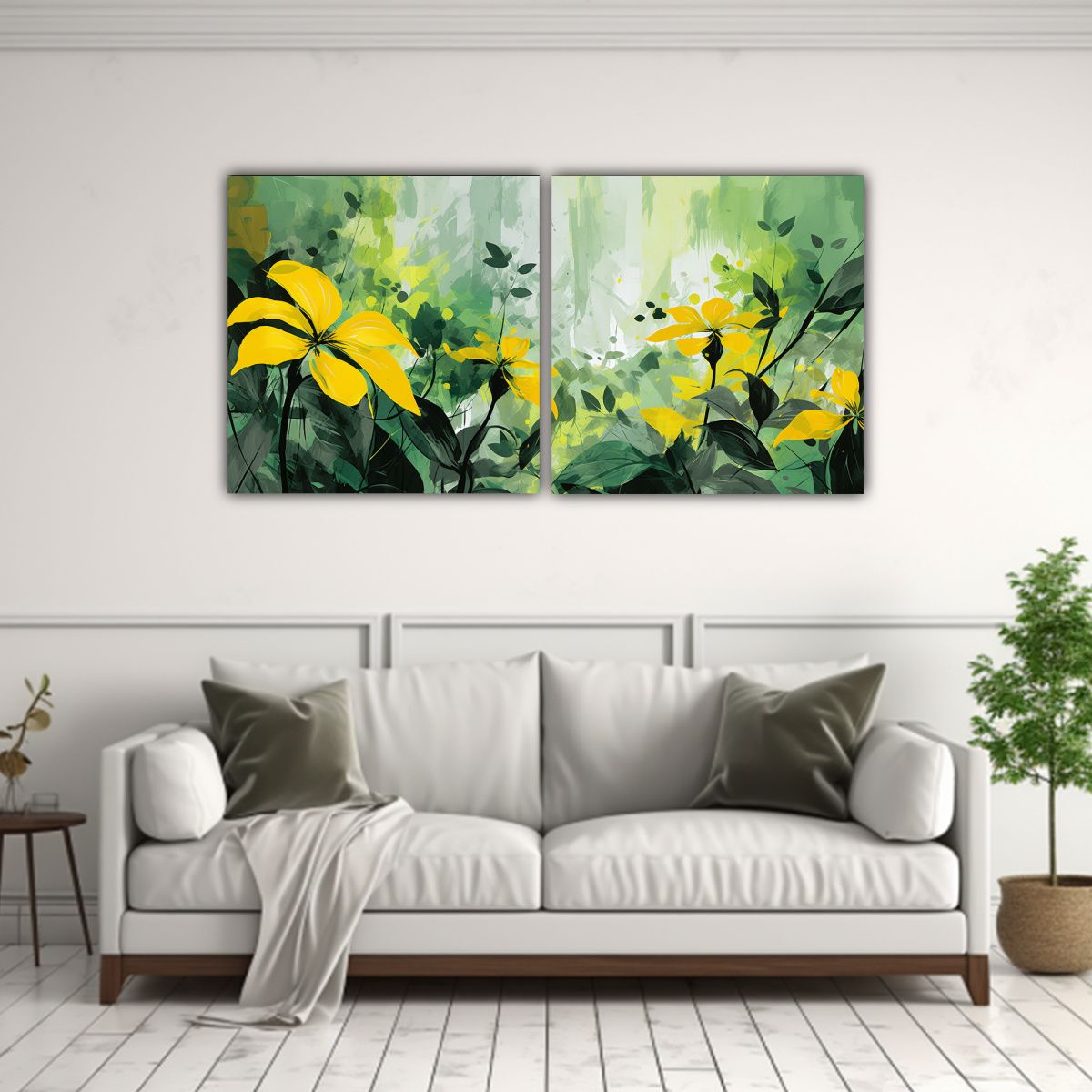 GENERICO - Pinturas Decorativas Con Detalles Amarillos Y 120x60 Cm