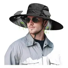 EVERSO - Sombrero De Sol Ala Ancha Ajustable Con Ventilador Solar