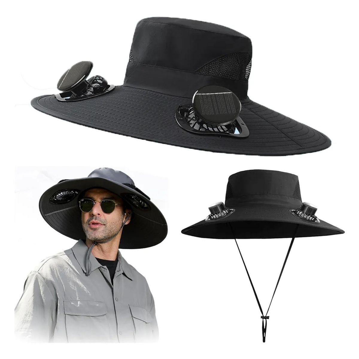 EVERSO - Sombrero Para El Sol Con 2 Ventilador Upf 50+ De Pesca