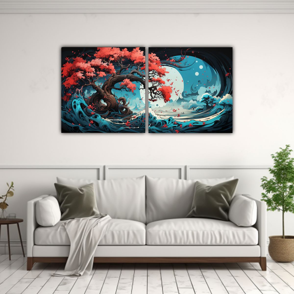 GENERICO - Pintura Decorativa De Dos Lienzos Espectacular 120x60 Cm