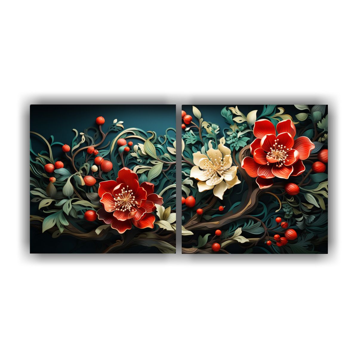 GENERICO - Díptico Impreso Árbol De Acebo En Colores Verde 140x70 Cm