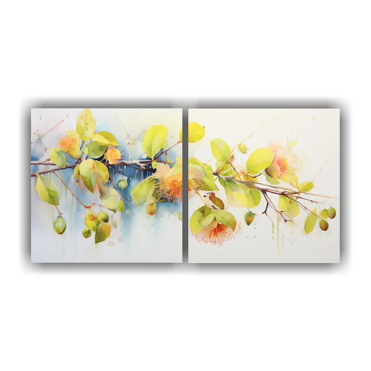GENERICO - Set 2 Cuadros Abstractos Linda Flores De Tilo 120x60 Cm