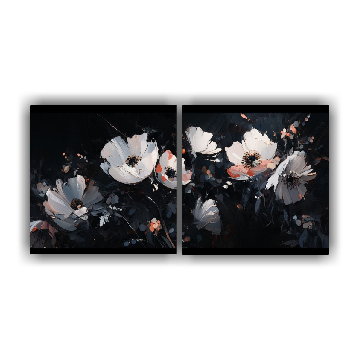 GENERICO - Pintura Moderna Textura A Colores Negros Flores 120x60 Cm