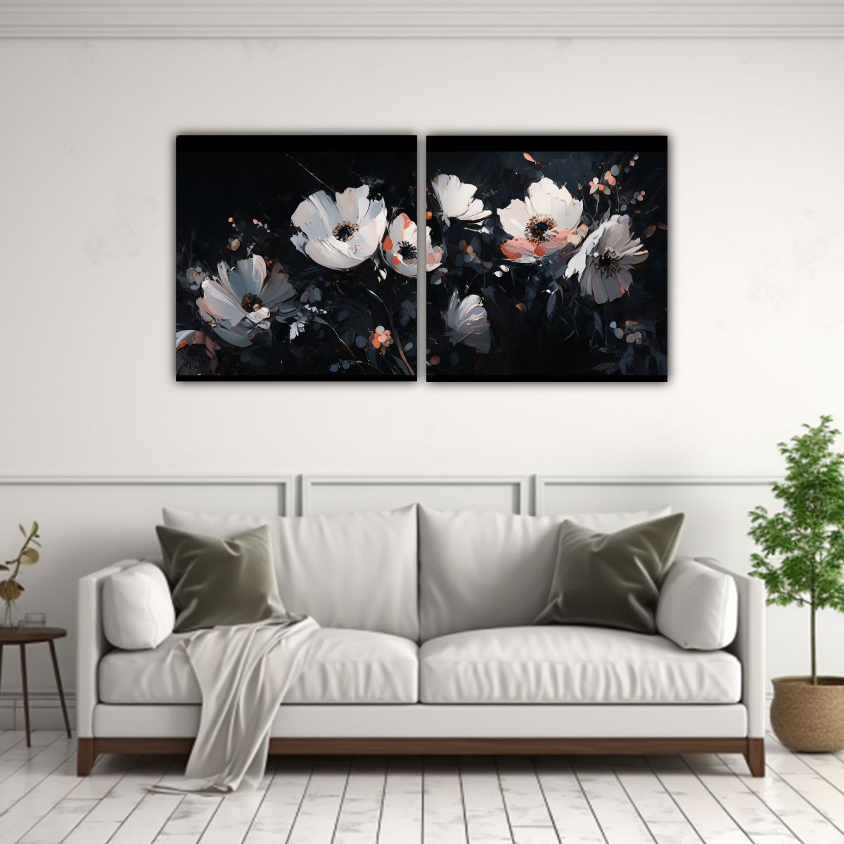 GENERICO - Pintura Moderna Textura A Colores Negros Flores 120x60 Cm