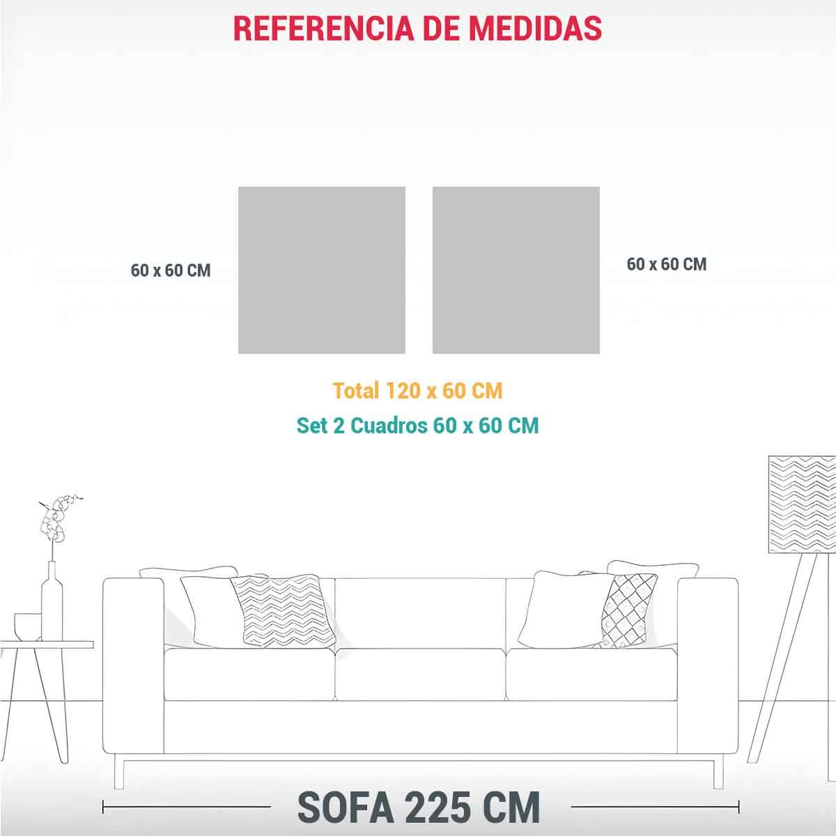 GENERICO - Set 2 Lienzos De Tela Expresión Fantasía 120x60 Cm