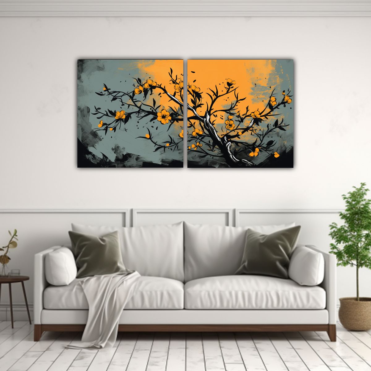 GENERICO - Arte De Pared Alta Calidad Árbol Naranja En 140x70 Cm