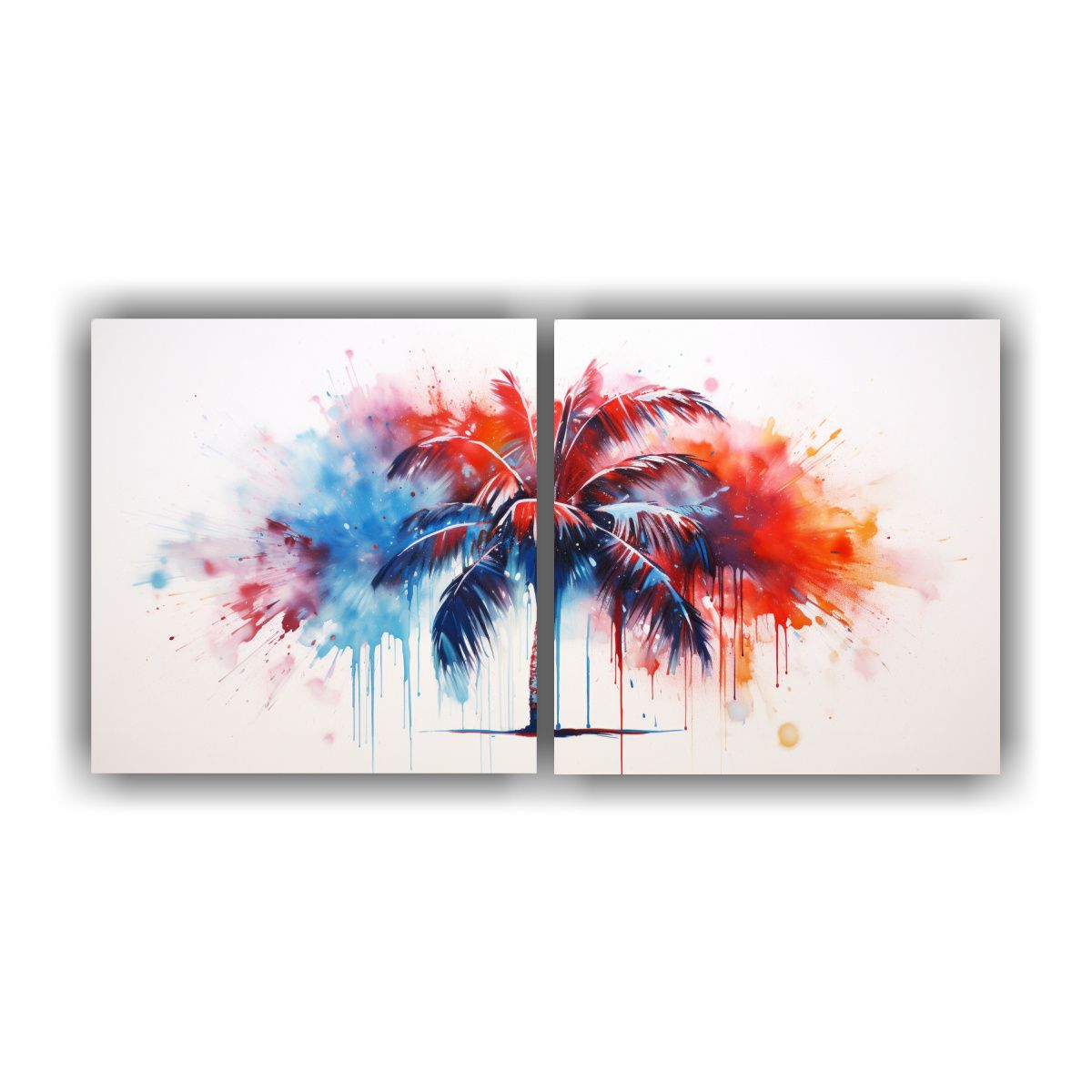 GENERICO - Pintura Abstracta De Palmera Roja Y Azul En 120x60 Cm