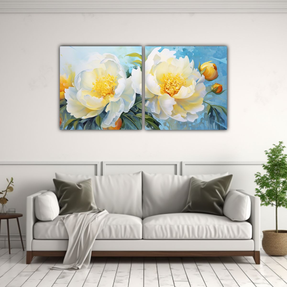 GENERICO - Pinturas Decorativas De Peonías Amarillo Y 140x70 Cm