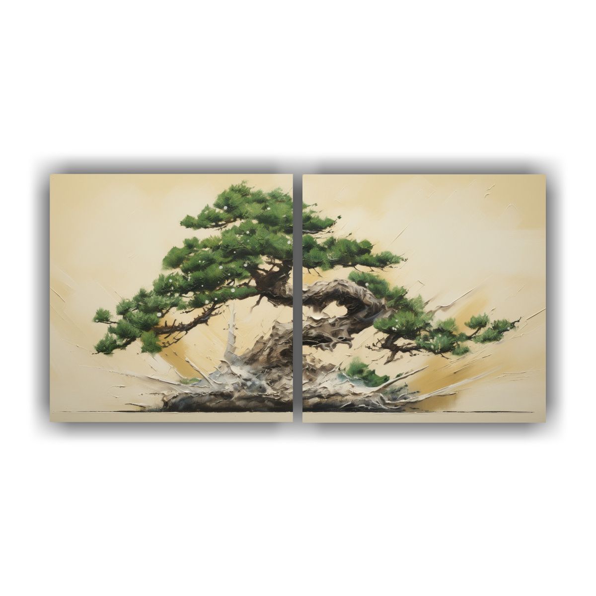 GENERICO - Cuadros Abstractos De Árbol De Pino Bonsái En 140x70 Cm