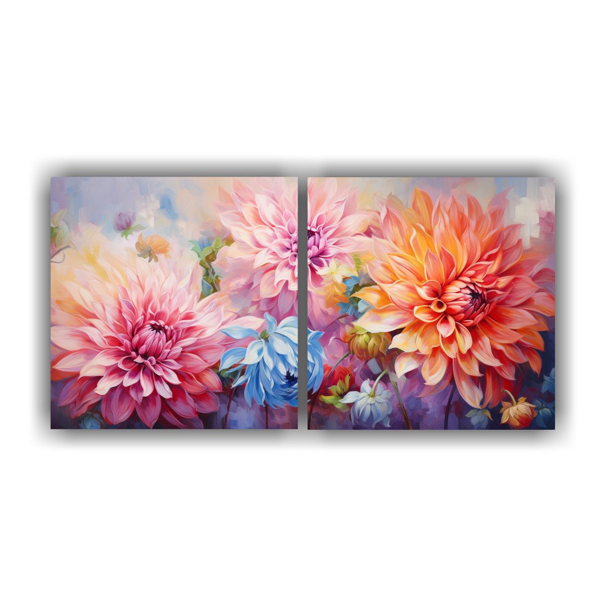 GENERICO - Pinturas Abstractas De Flores De Dalias En Línea 120x60 Cm
