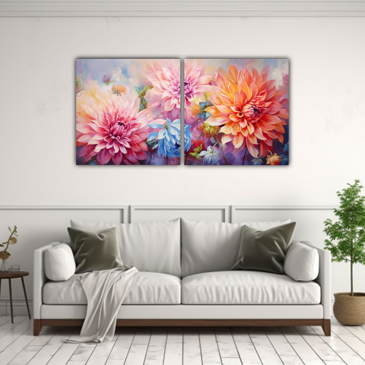 GENERICO - Pinturas Abstractas De Flores De Dalias En Línea 120x60 Cm