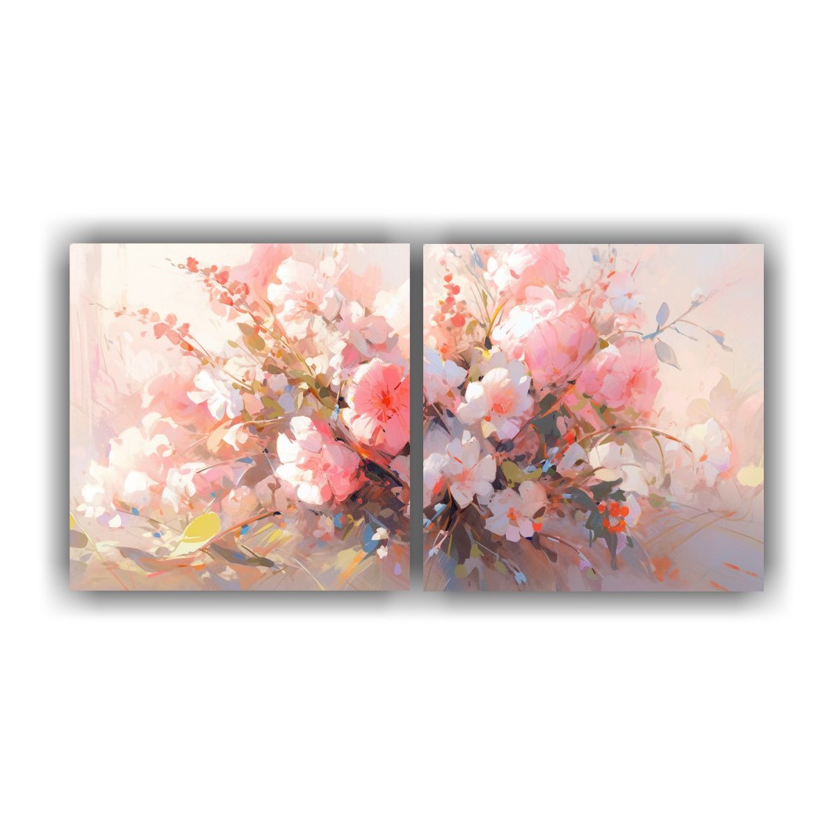 GENERICO - Pintura En Lienzo De Flores En Tonos Rosados Al 120x60 Cm