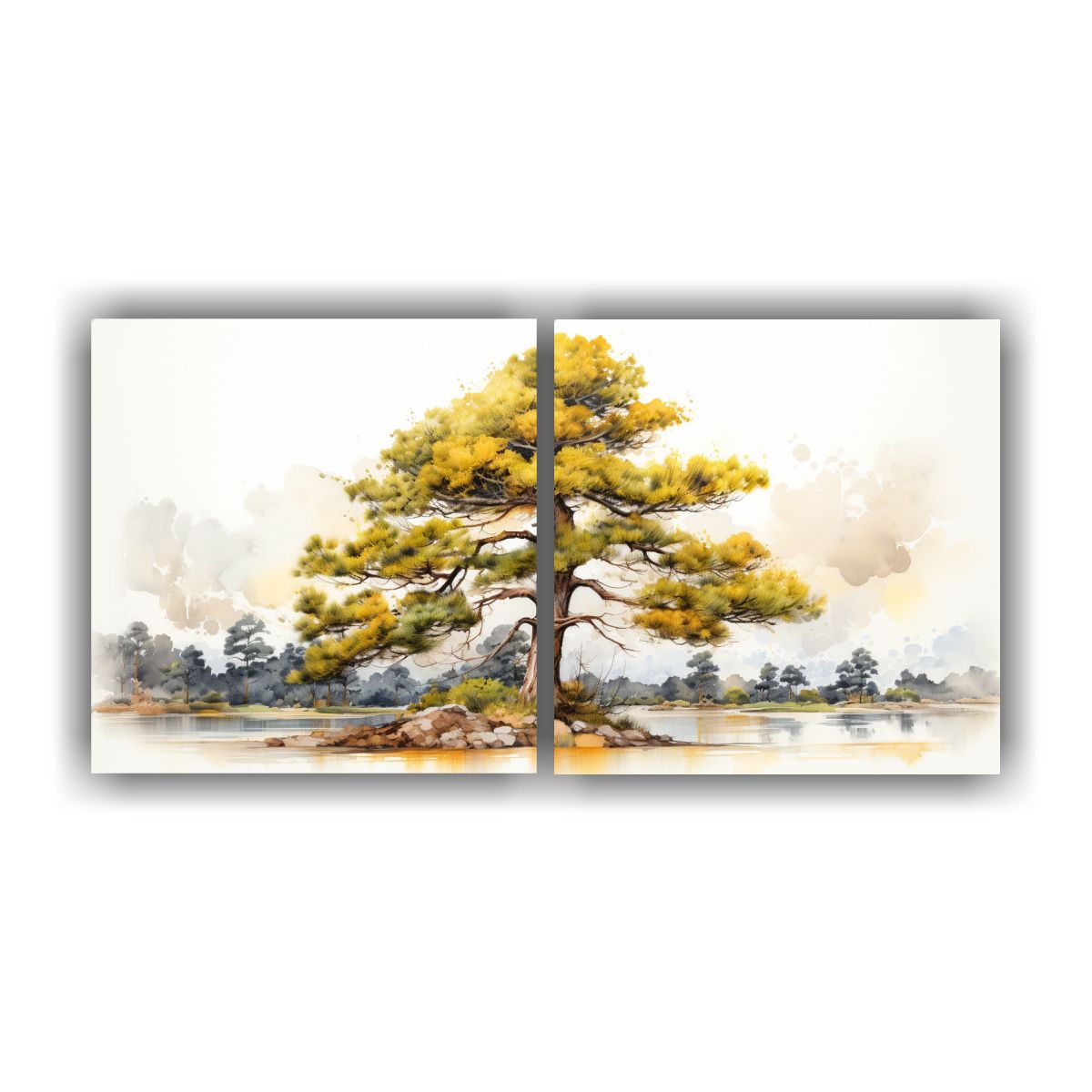 GENERICO - Cuadro Abstracto De Pino Escocés Con Colores 120x60 Cm