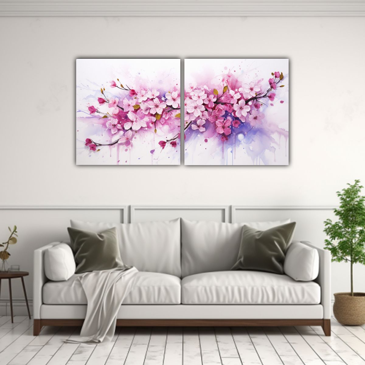 GENERICO - Pintura Decorativa Acuarela Sakura Colores 120x60 Cm