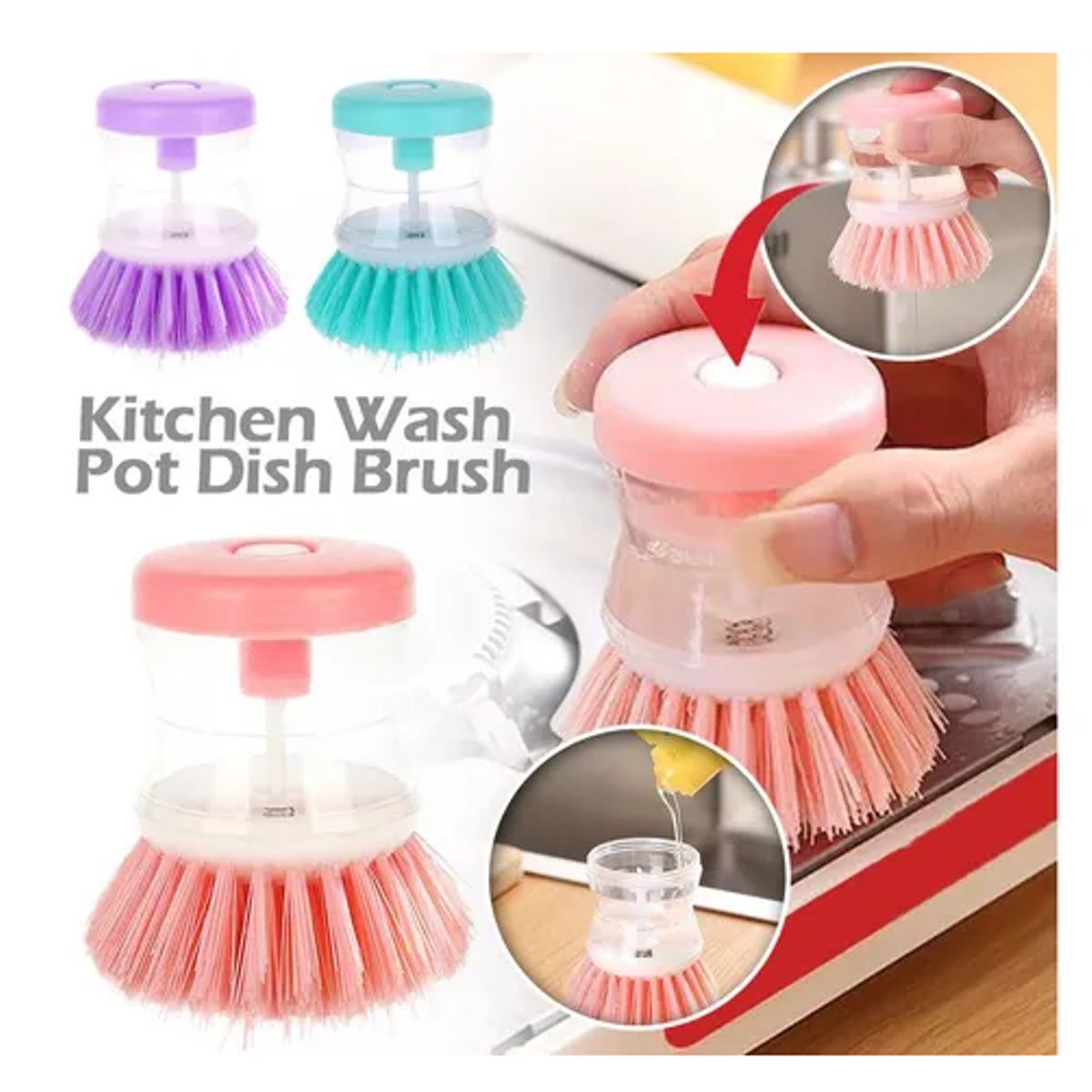 GENERICO - Cepillo Para Lavar Platos Con Dispensador