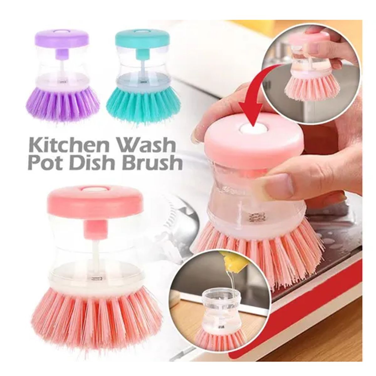 GENERICO - Cepillo Para Lavar Platos Con Dispensador