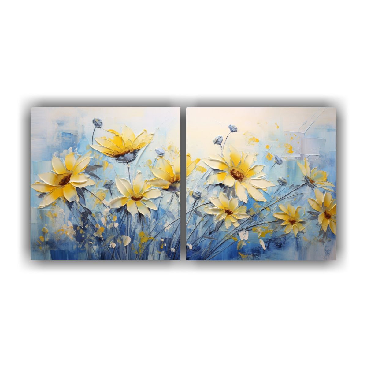 GENERICO - Díptico Moderno Amarillo Y Azul Con Motivo De 120x60 Cm