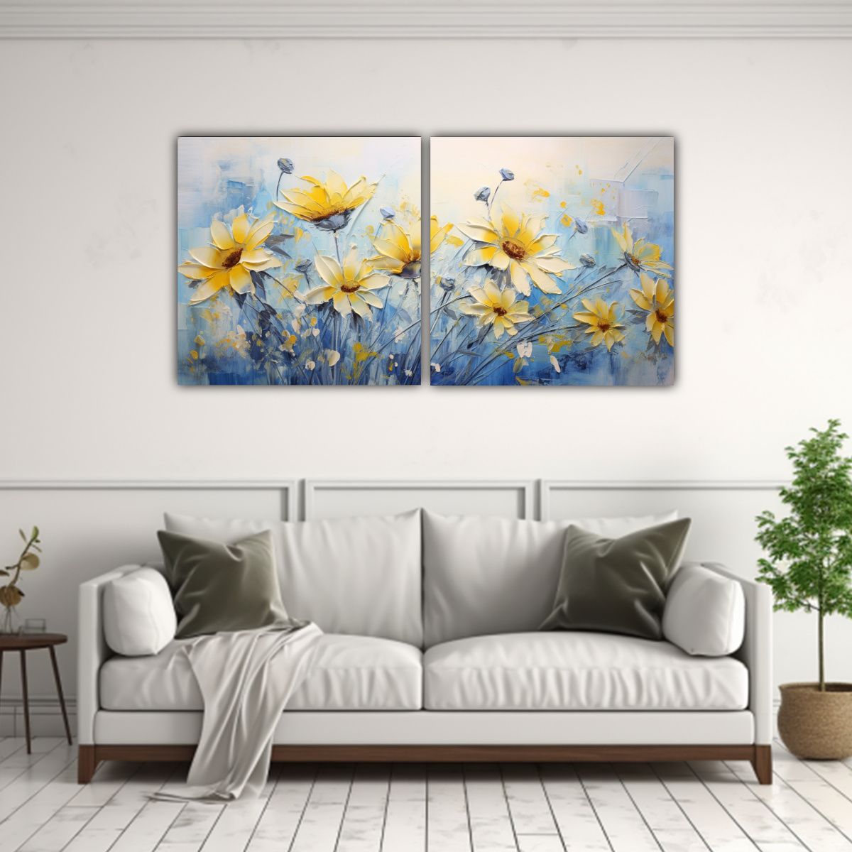 GENERICO - Díptico Moderno Amarillo Y Azul Con Motivo De 120x60 Cm