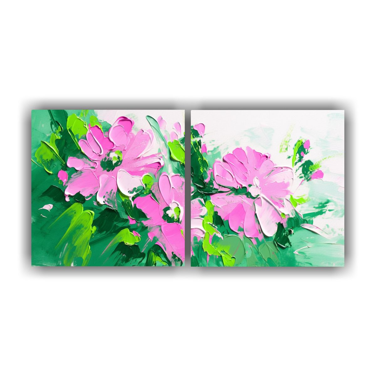 GENERICO - Cuadros Abstracción Originalidad Flores Verdes Y 140x70 Cm