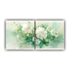GENERICO - Cuadros De Flores Verdes En Lienzo Estilo 140x70 Cm
