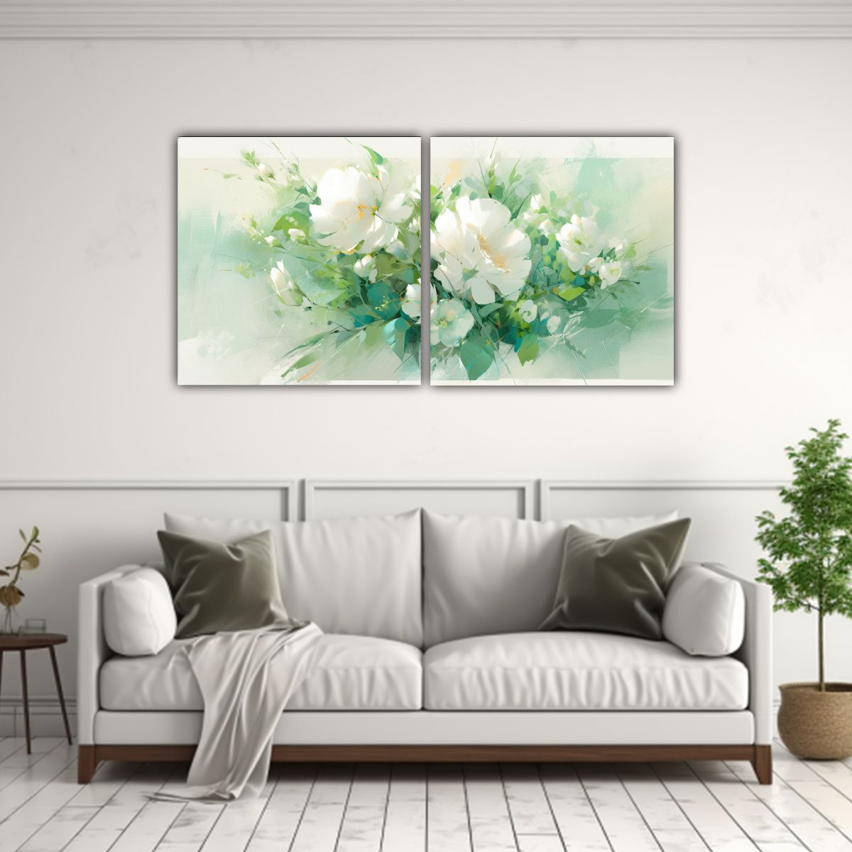 GENERICO - Cuadros De Flores Verdes En Lienzo Estilo 120x60 Cm