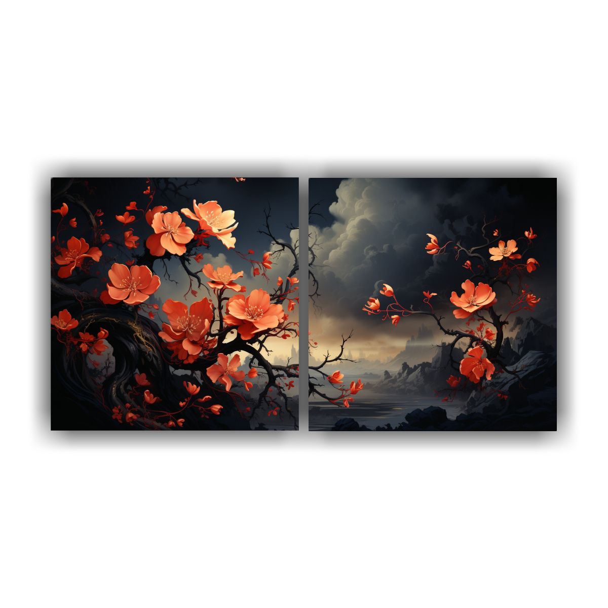 GENERICO - Dos Cuadros Decorativos Época Un Árbol De Acebo 140x70 Cm