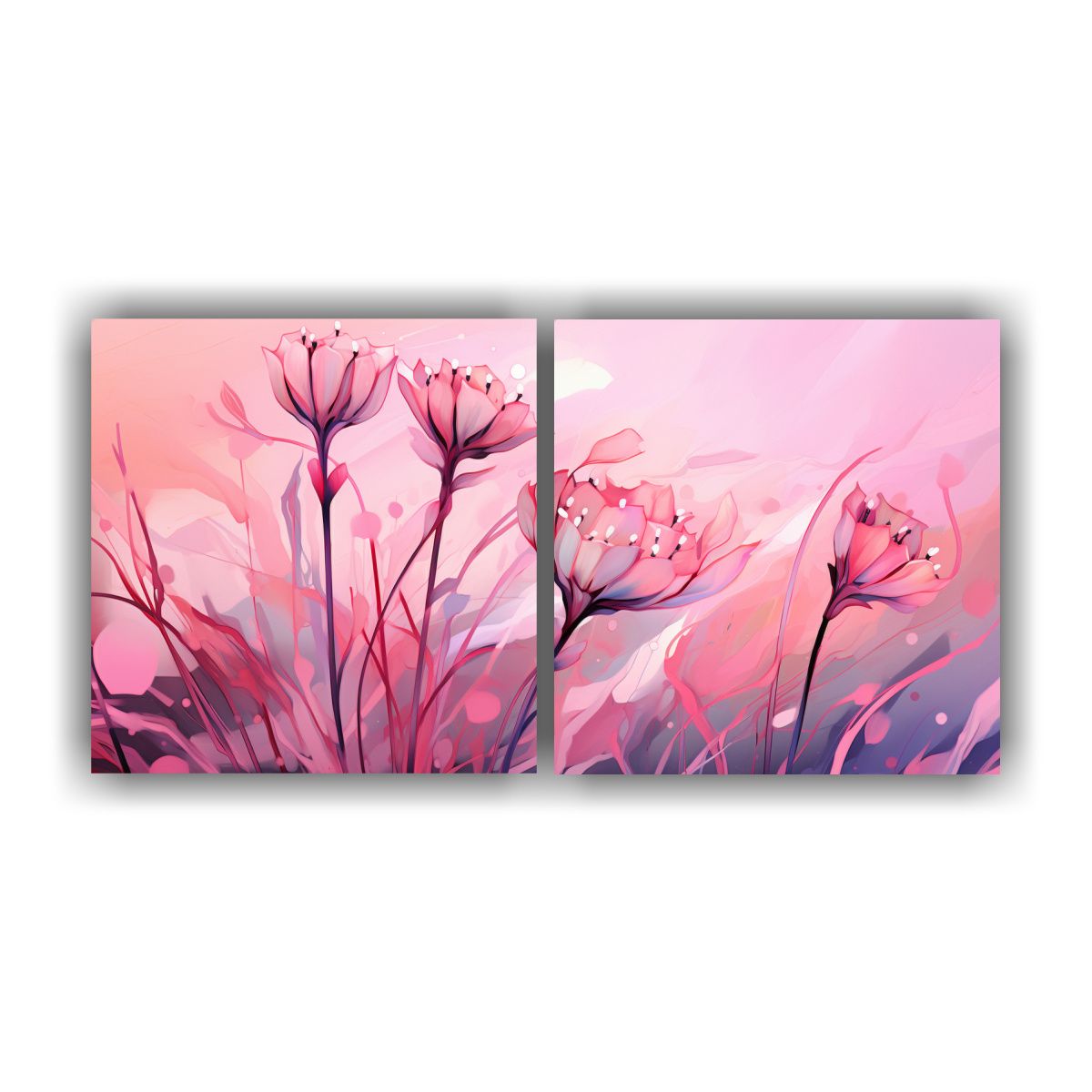 GENERICO - Cuadro Horizontal Estrellados En Tonos Rosados 140x70 Cm