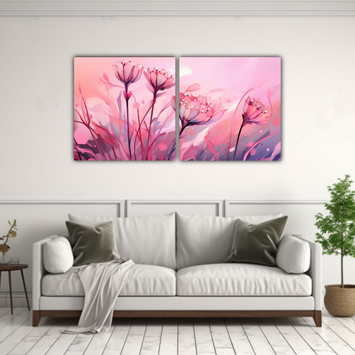 GENERICO - Cuadro Horizontal Estrellados En Tonos Rosados 140x70 Cm