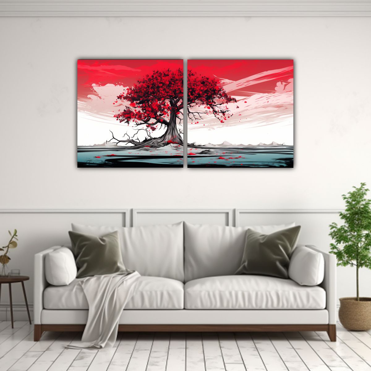 GENERICO - Cuadros Vintage Con Protagonismo De Un árbol De 140x70 Cm