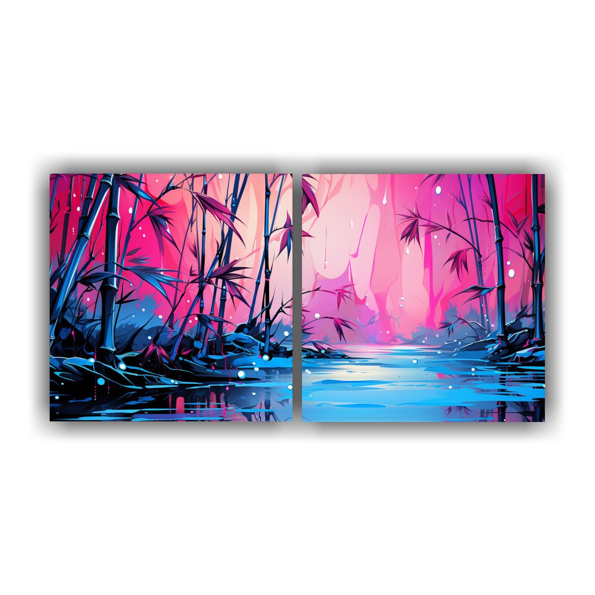 GENERICO - Cuadros Acuarela Cultura De Hojas De Bambú En 120x60 Cm