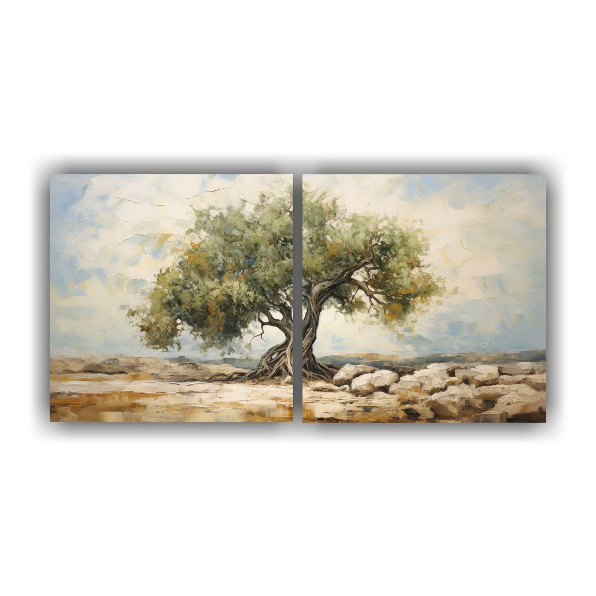 GENERICO - Cuadro Abstracto Árbol De Olivo Con Expresión 120x60 Cm