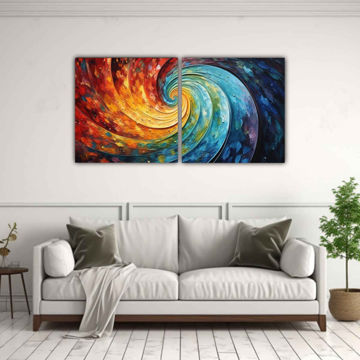 GENERICO - Cuadro Abstracto Interiores Con Dos Remolinos De 120x60 Cm