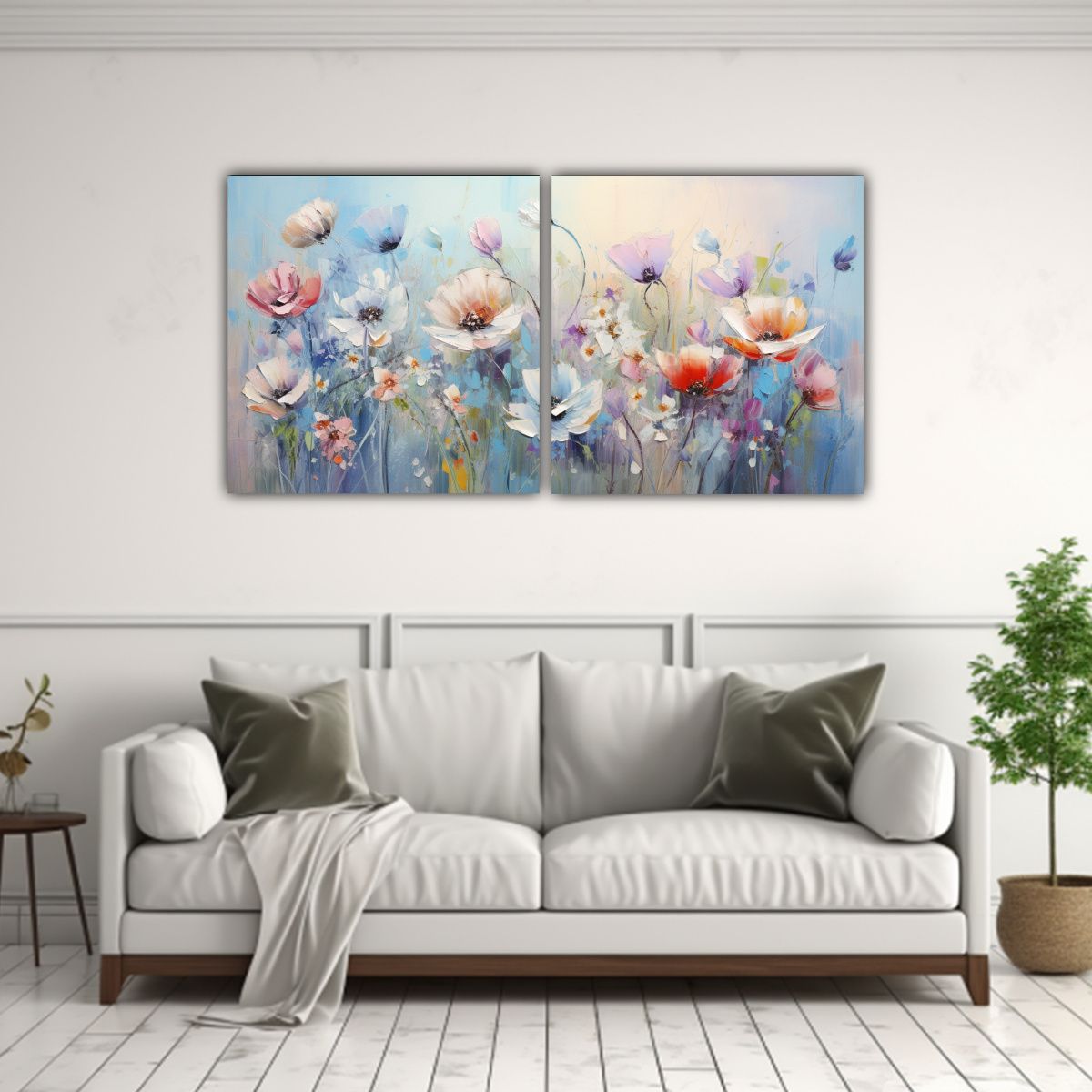 GENERICO - Cuadro De Flores A Pastel Colors En El Estilo De 120x60 Cm