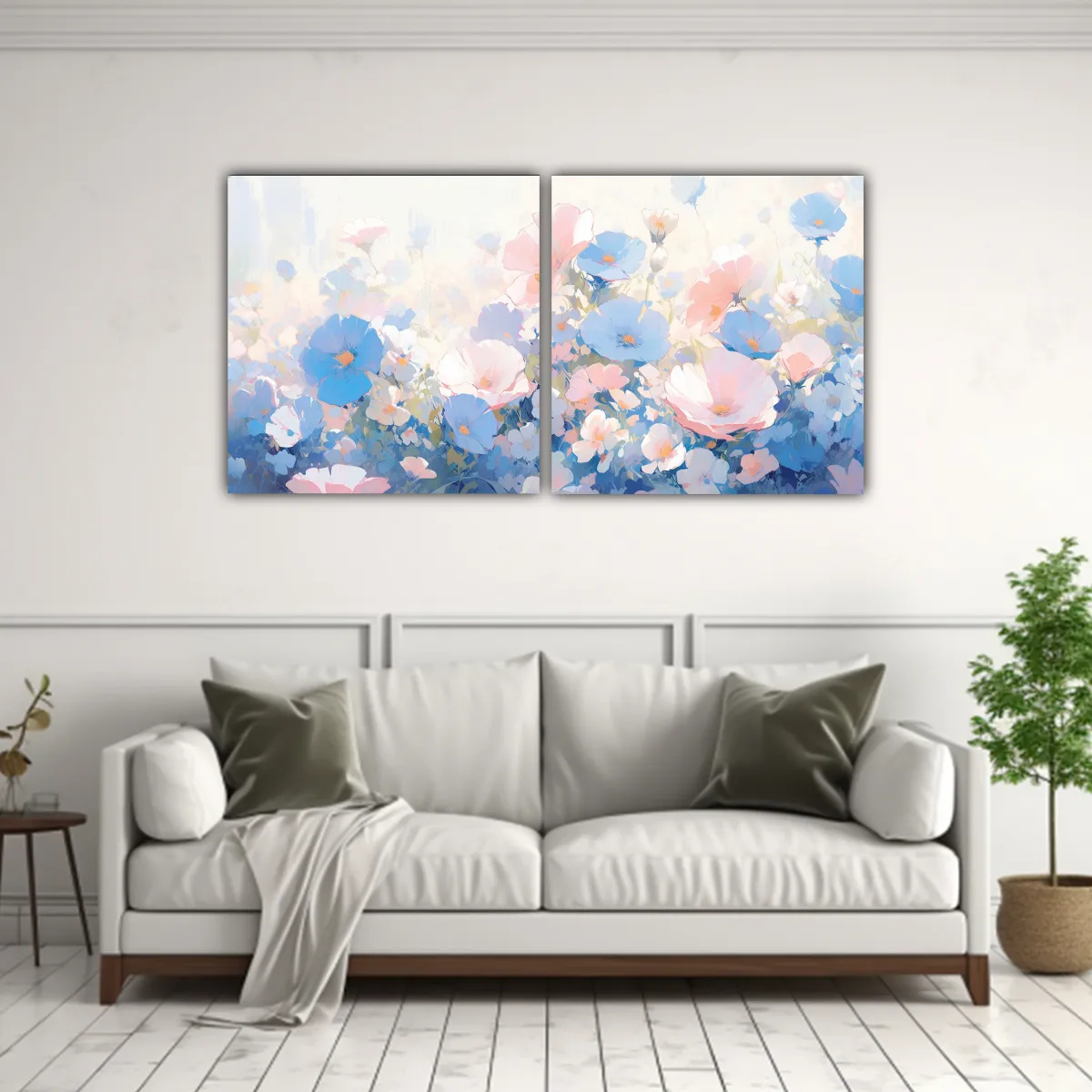 GENERICO - Diptico Forma Inspiración Pintura De Flores En 120x60 Cm