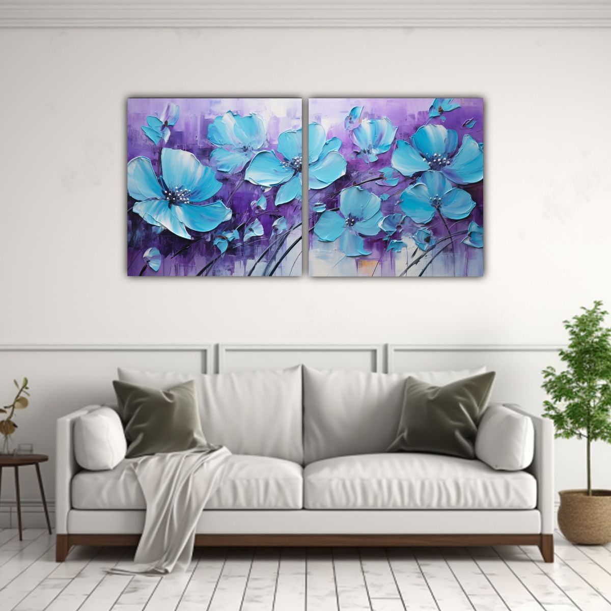 GENERICO - Pintura Conceptual Duradera De Flores Moradas Y 140x70 Cm