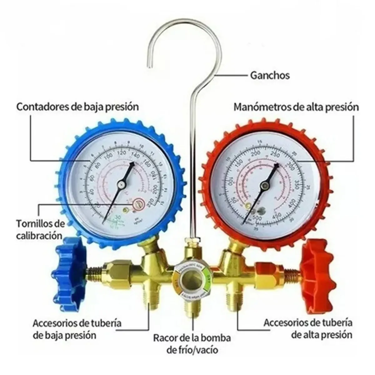 ATURE - Juego Manometros Refrigeracion Manifold R22 R134 R404 R410