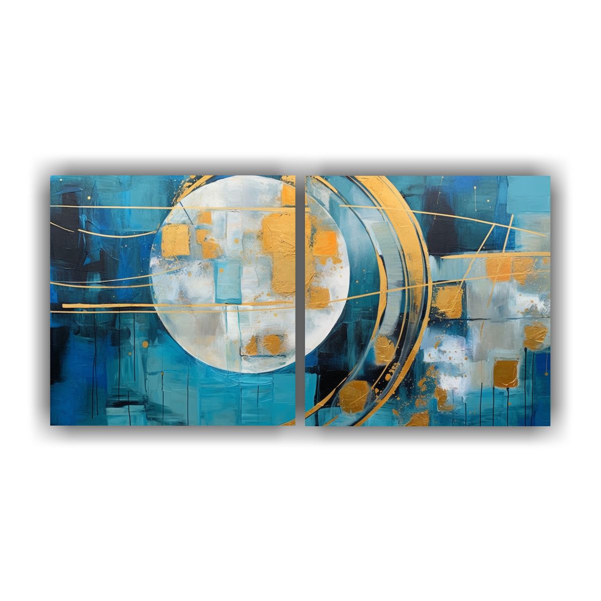 GENERICO - Lienzos Decorativos Abstractos Con Fondo Azul Y 140x70 Cm