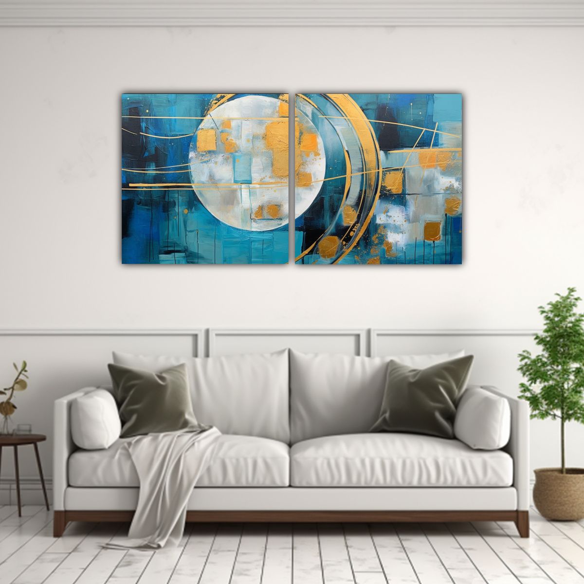 GENERICO - Lienzos Decorativos Abstractos Con Fondo Azul Y 140x70 Cm