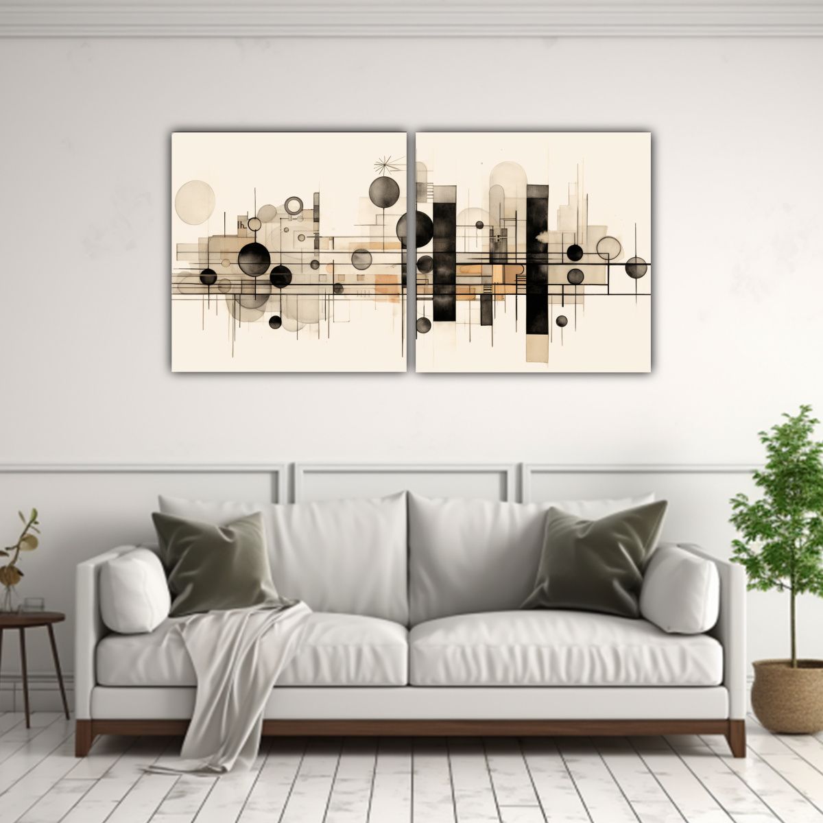 GENERICO - Set 2 Lienzos Tema Abstracto Con Diagrama De 140x70 Cm