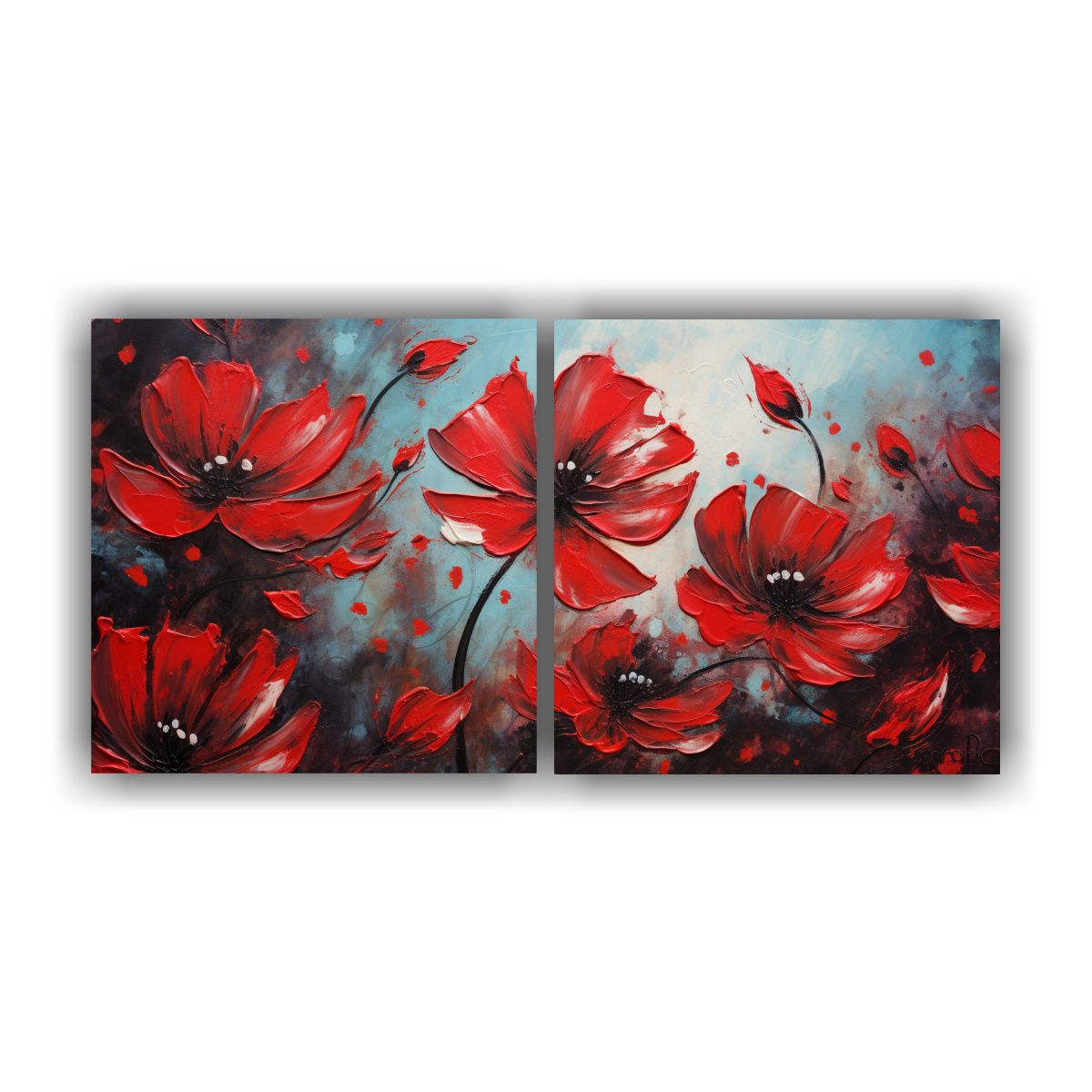 GENERICO - Pintura En Lienzo De Flores En Colores Rojo Y 120x60 Cm