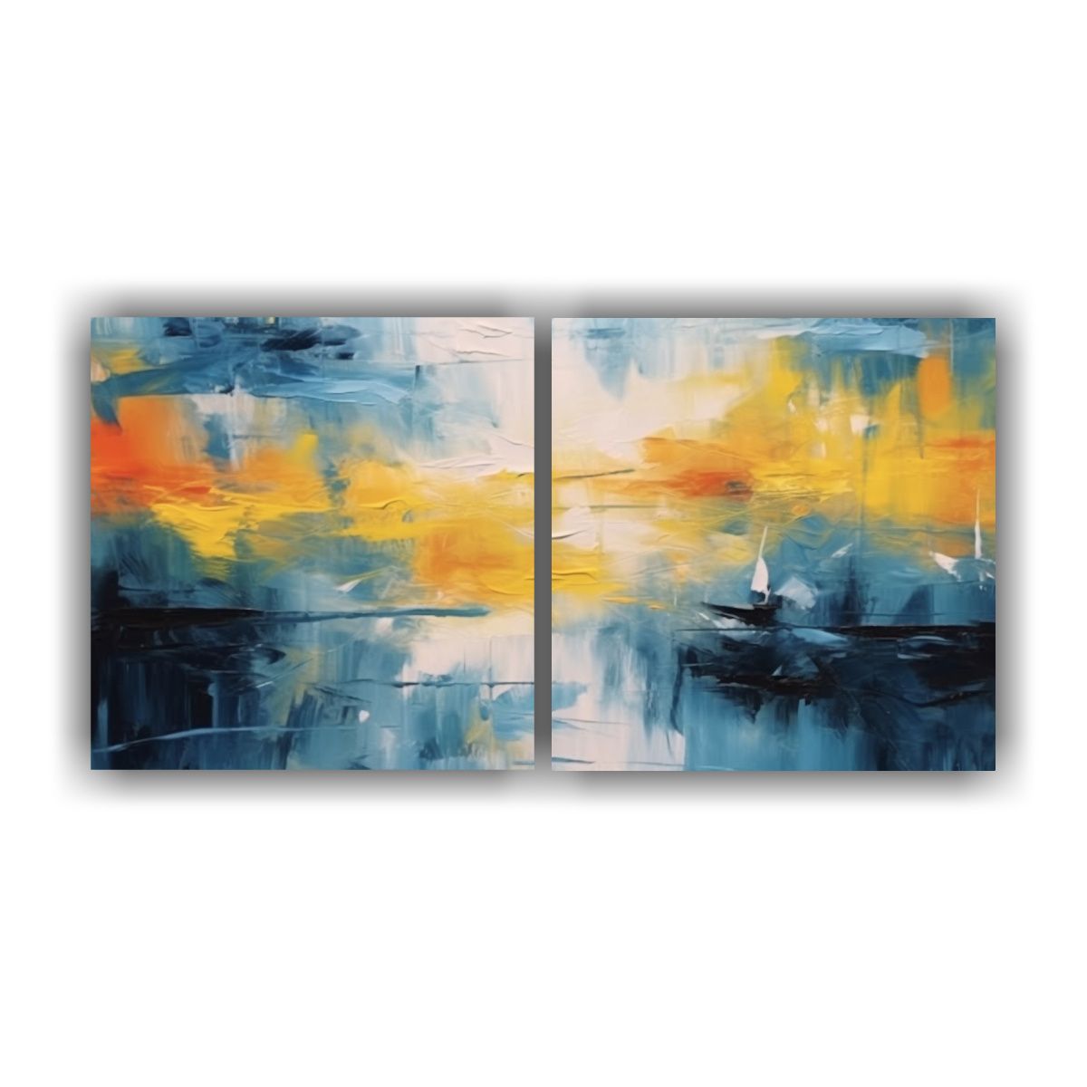 GENERICO - Set 2 Lienzos Dibujo Arte Grafico Estilo 140x70 Cm