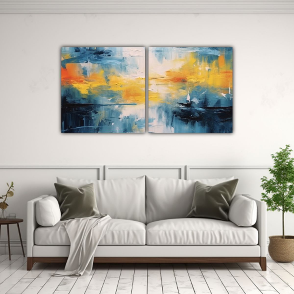 GENERICO - Set 2 Lienzos Dibujo Arte Grafico Estilo 120x60 Cm