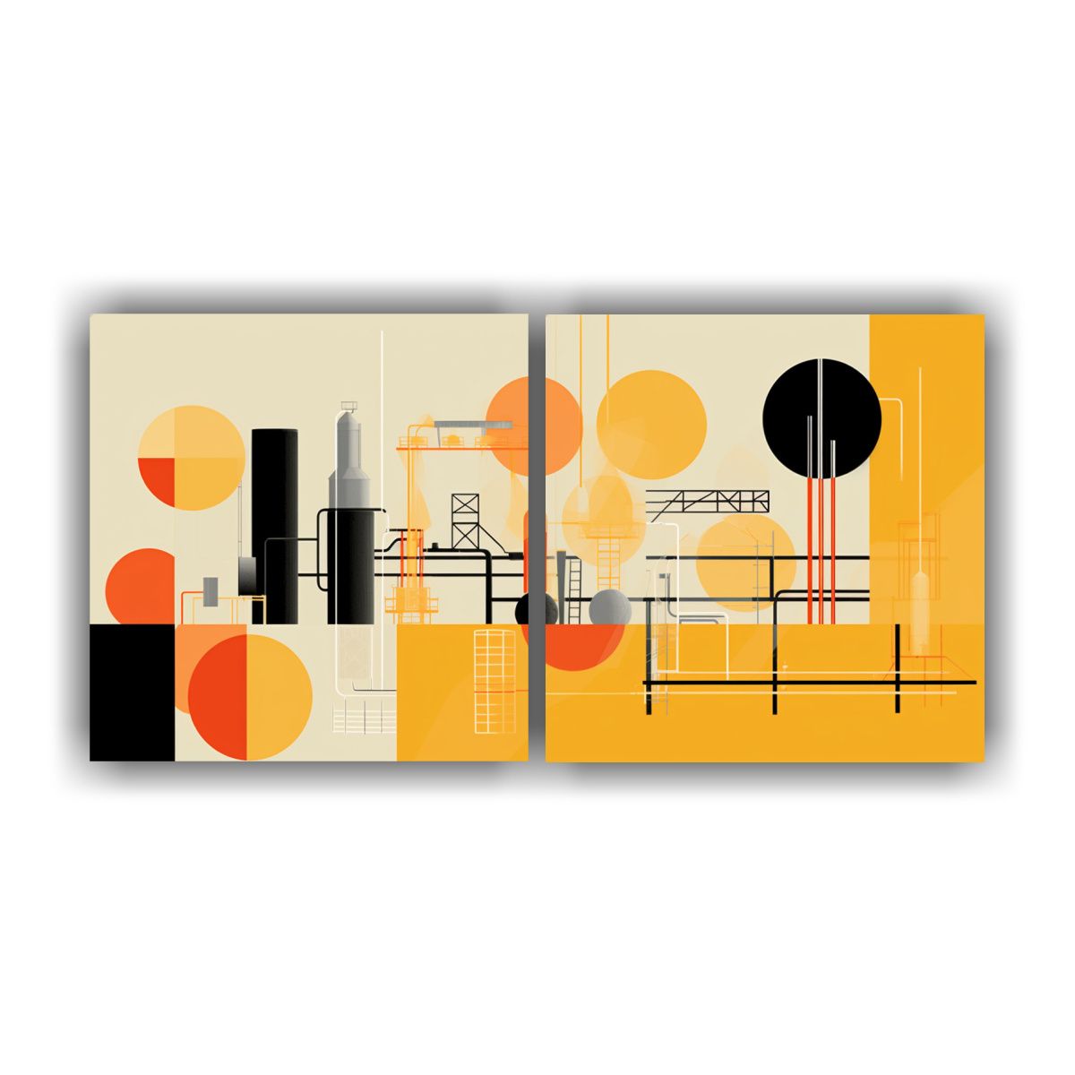 GENERICO - Cuadros Minimalistas Con Motivos De Fábrica De 140x70 Cm