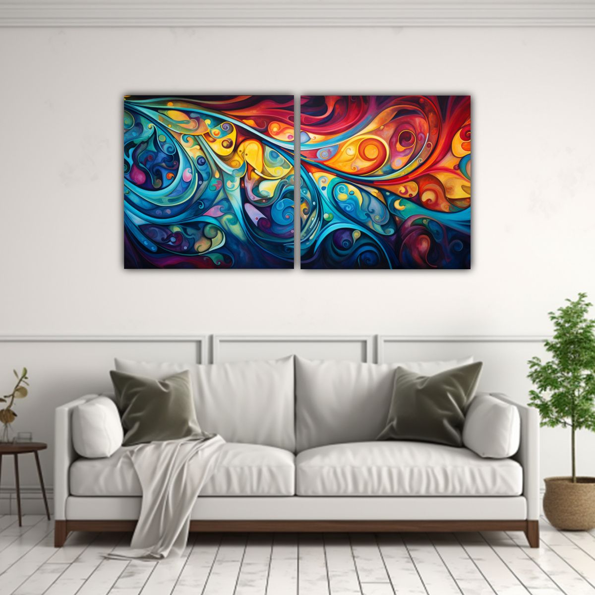 GENERICO - Conjunto De Cuadros Cuadro Calma Patrones 120x60 Cm