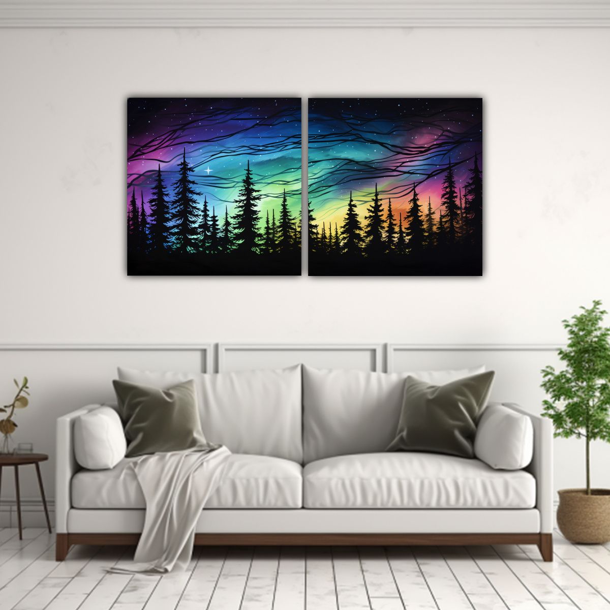 GENERICO - Cuadros Abstractos Con árboles Silueteados Al 120x60 Cm