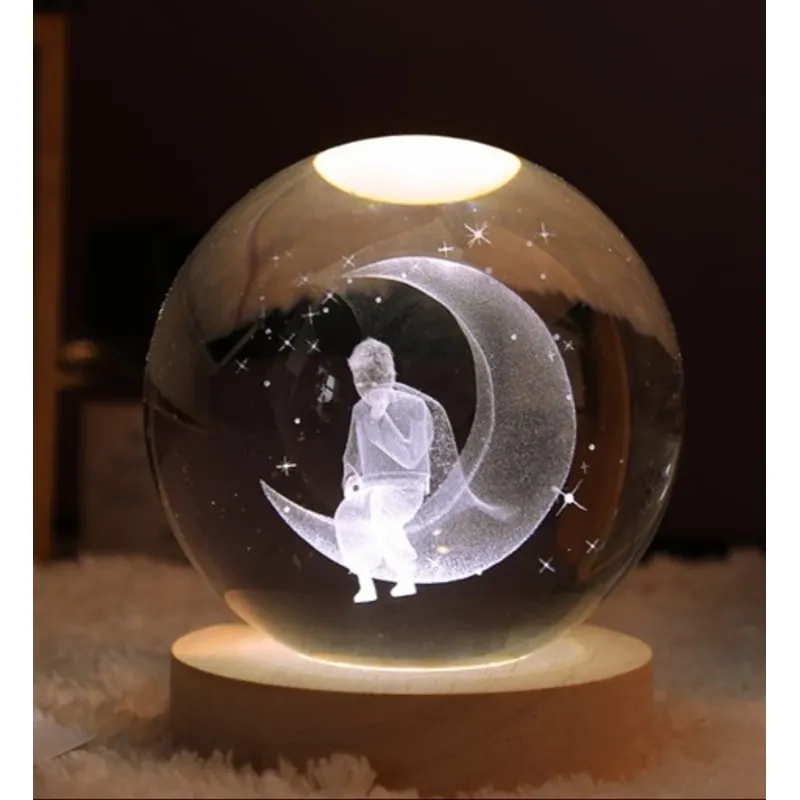 GENERICO - El Principito Esfera de Cristal Decorativa Luz LED USB e Interruptor