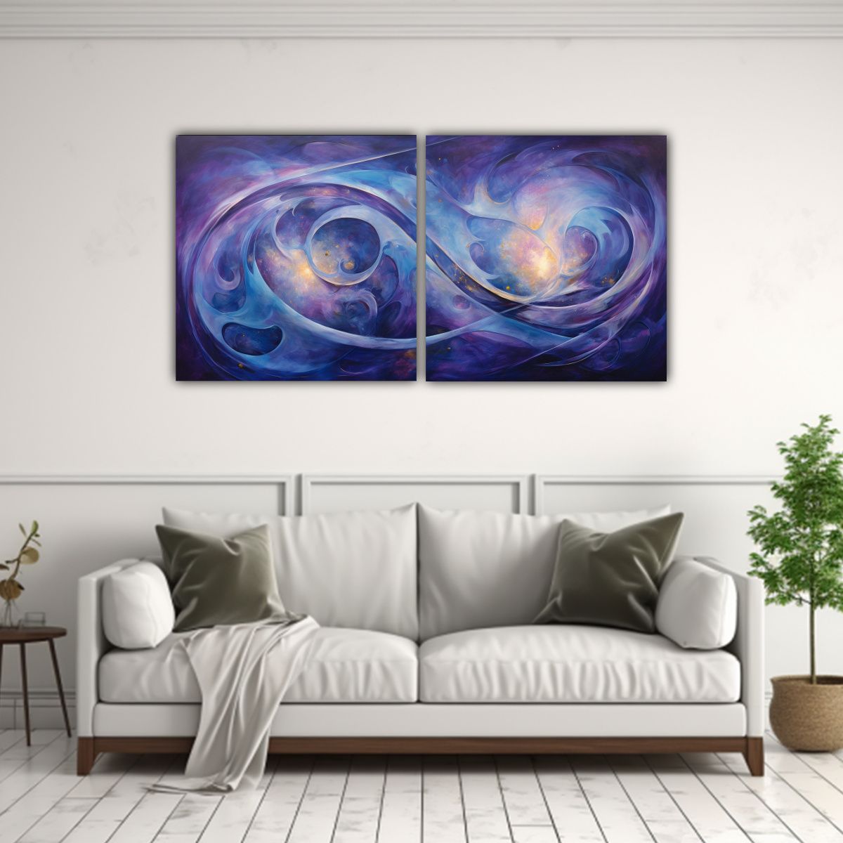 GENERICO - Lienzos Decorativos Abstractos En Azules 120x60 Cm